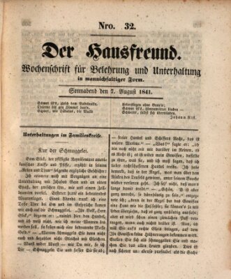 Der Hausfreund Samstag 7. August 1841