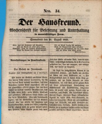 Der Hausfreund Samstag 21. August 1841