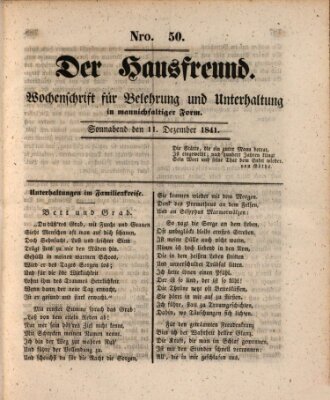 Der Hausfreund Samstag 11. Dezember 1841