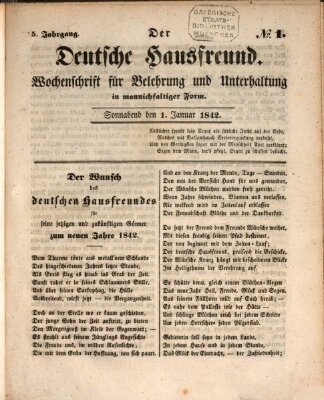 Der deutsche Hausfreund (Der Hausfreund) Saturday 1. January 1842