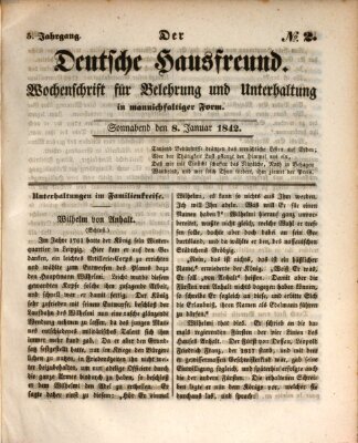 Der deutsche Hausfreund (Der Hausfreund) Samstag 8. Januar 1842