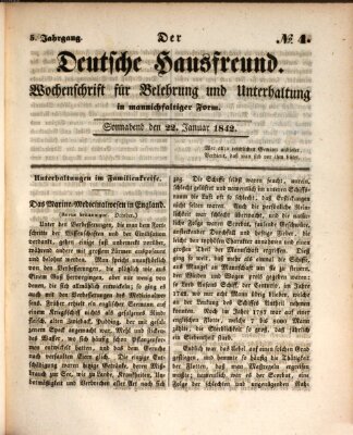 Der deutsche Hausfreund (Der Hausfreund) Samstag 22. Januar 1842