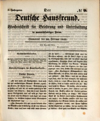 Der deutsche Hausfreund (Der Hausfreund) Samstag 26. Februar 1842