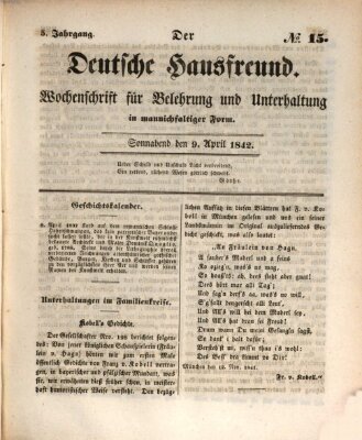 Der deutsche Hausfreund (Der Hausfreund) Samstag 9. April 1842