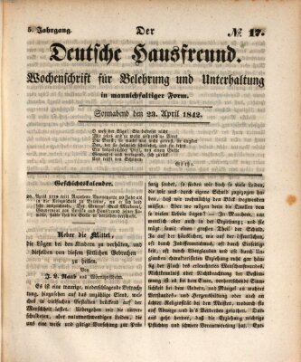 Der deutsche Hausfreund (Der Hausfreund) Samstag 23. April 1842