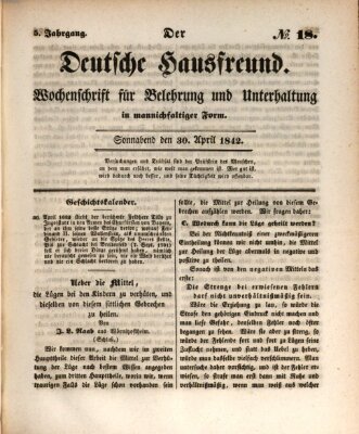 Der deutsche Hausfreund (Der Hausfreund) Samstag 30. April 1842