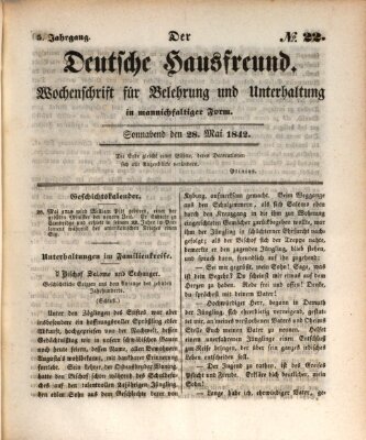 Der deutsche Hausfreund (Der Hausfreund) Samstag 28. Mai 1842