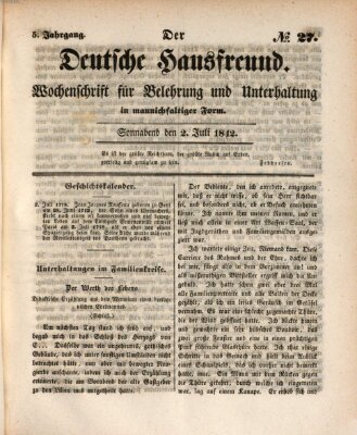 Der deutsche Hausfreund (Der Hausfreund) Samstag 2. Juli 1842