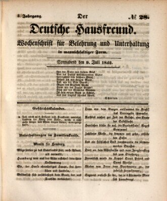 Der deutsche Hausfreund (Der Hausfreund) Samstag 9. Juli 1842