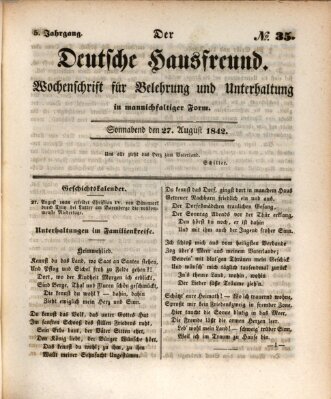 Der deutsche Hausfreund (Der Hausfreund) Samstag 27. August 1842