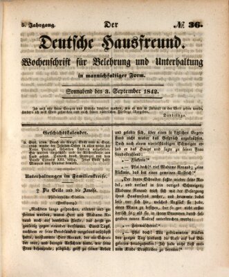 Der deutsche Hausfreund (Der Hausfreund) Samstag 3. September 1842