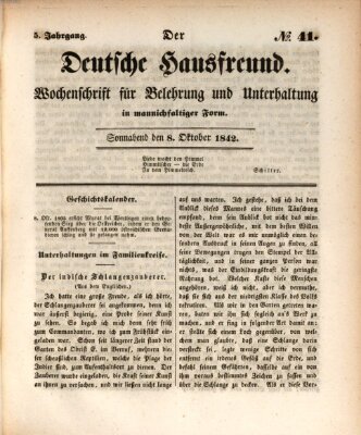 Der deutsche Hausfreund (Der Hausfreund) Samstag 8. Oktober 1842