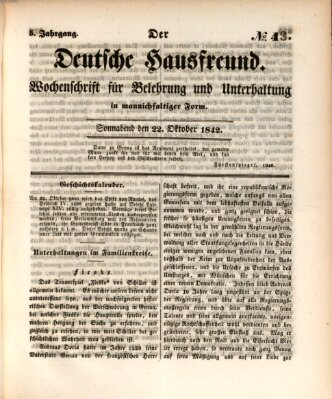 Der deutsche Hausfreund (Der Hausfreund) Samstag 22. Oktober 1842