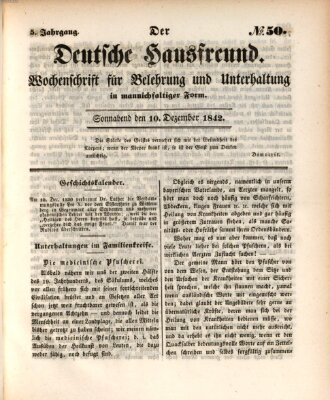 Der deutsche Hausfreund (Der Hausfreund) Samstag 10. Dezember 1842