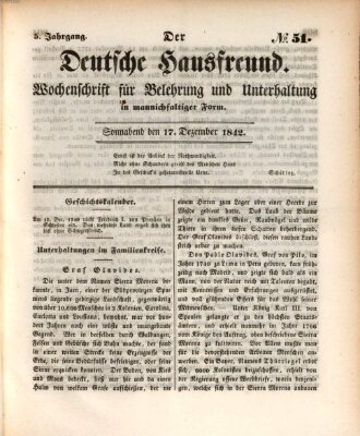 Der deutsche Hausfreund (Der Hausfreund) Samstag 17. Dezember 1842