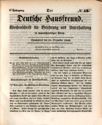 Der deutsche Hausfreund (Der Hausfreund) Samstag 31. Dezember 1842