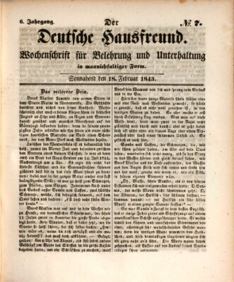 Der deutsche Hausfreund (Der Hausfreund) Samstag 18. Februar 1843