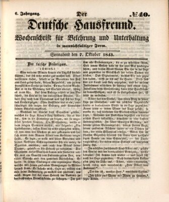 Der deutsche Hausfreund (Der Hausfreund) Samstag 7. Oktober 1843