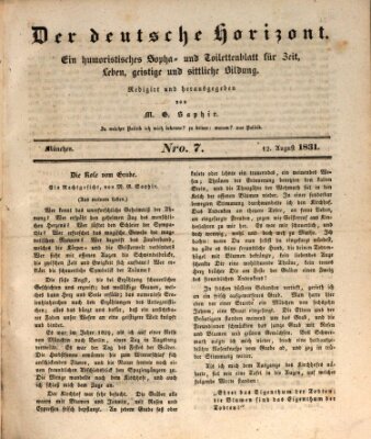 Der deutsche Horizont Freitag 12. August 1831