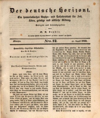 Der deutsche Horizont Sonntag 21. August 1831