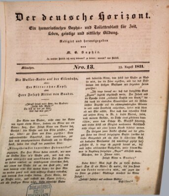 Der deutsche Horizont Dienstag 23. August 1831