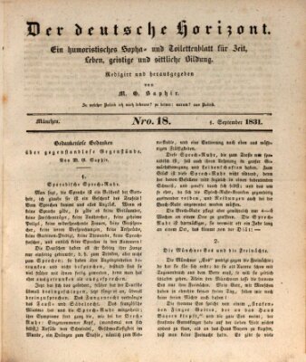 Der deutsche Horizont Donnerstag 1. September 1831