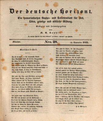 Der deutsche Horizont Sonntag 18. September 1831