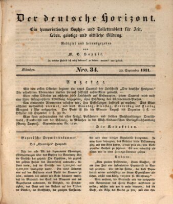 Der deutsche Horizont Donnerstag 29. September 1831