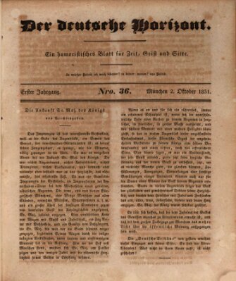 Der deutsche Horizont Sonntag 2. Oktober 1831