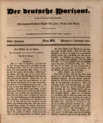 Der deutsche Horizont Sonntag 27. November 1831