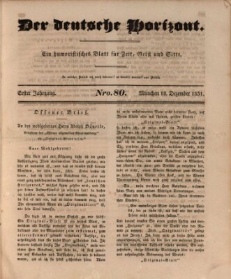 Der deutsche Horizont Sonntag 18. Dezember 1831