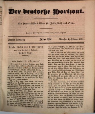 Der deutsche Horizont Sonntag 19. Februar 1832