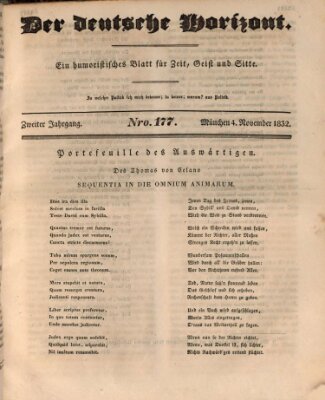 Der deutsche Horizont Sonntag 4. November 1832