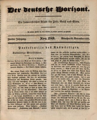 Der deutsche Horizont Sonntag 25. November 1832