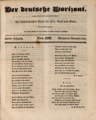 Der deutsche Horizont Freitag 30. November 1832