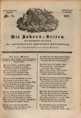 Die Jahreszeiten Samstag 10. Dezember 1831