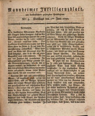 Mannheimer Intelligenzblatt Dienstag 1. Juni 1790