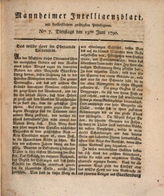 Mannheimer Intelligenzblatt Dienstag 15. Juni 1790