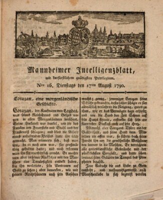 Mannheimer Intelligenzblatt Dienstag 17. August 1790