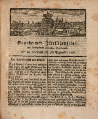 Mannheimer Intelligenzblatt Dienstag 7. September 1790