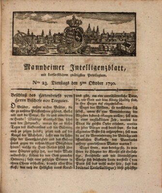 Mannheimer Intelligenzblatt Dienstag 5. Oktober 1790