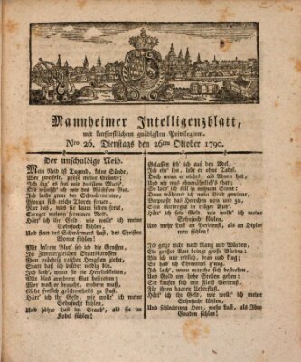 Mannheimer Intelligenzblatt Dienstag 26. Oktober 1790