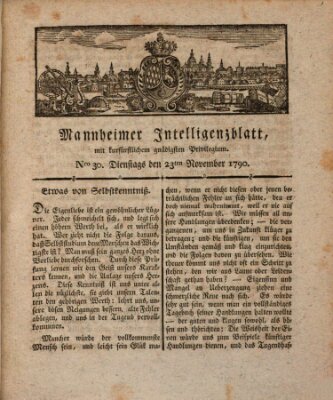 Mannheimer Intelligenzblatt Dienstag 23. November 1790