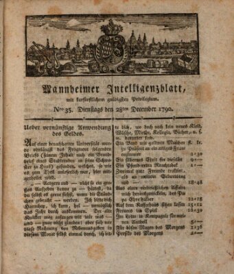 Mannheimer Intelligenzblatt Dienstag 28. Dezember 1790