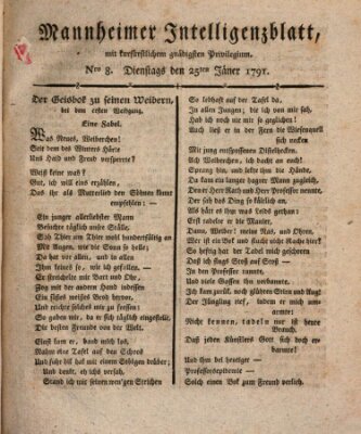 Mannheimer Intelligenzblatt Dienstag 25. Januar 1791