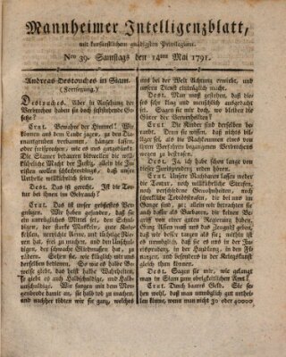 Mannheimer Intelligenzblatt Samstag 14. Mai 1791