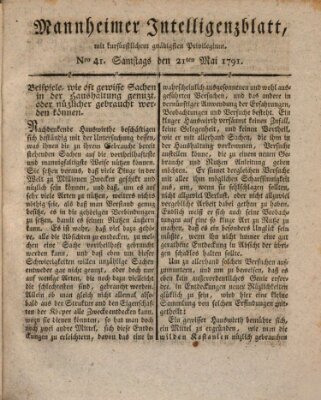 Mannheimer Intelligenzblatt Samstag 21. Mai 1791