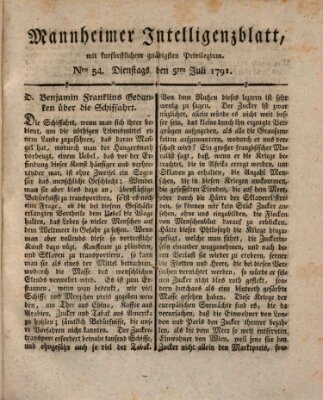 Mannheimer Intelligenzblatt Dienstag 5. Juli 1791