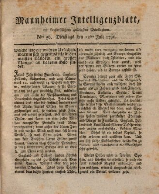 Mannheimer Intelligenzblatt Dienstag 12. Juli 1791