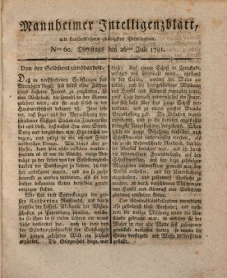 Mannheimer Intelligenzblatt Dienstag 26. Juli 1791